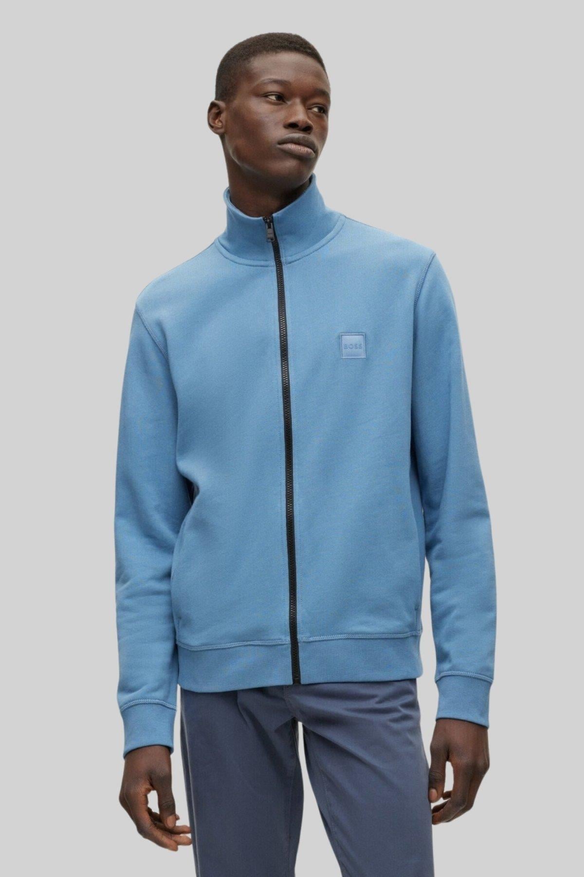 Boss Regular Fit Zestart Dik Yaka Erkek Hırka Mavi