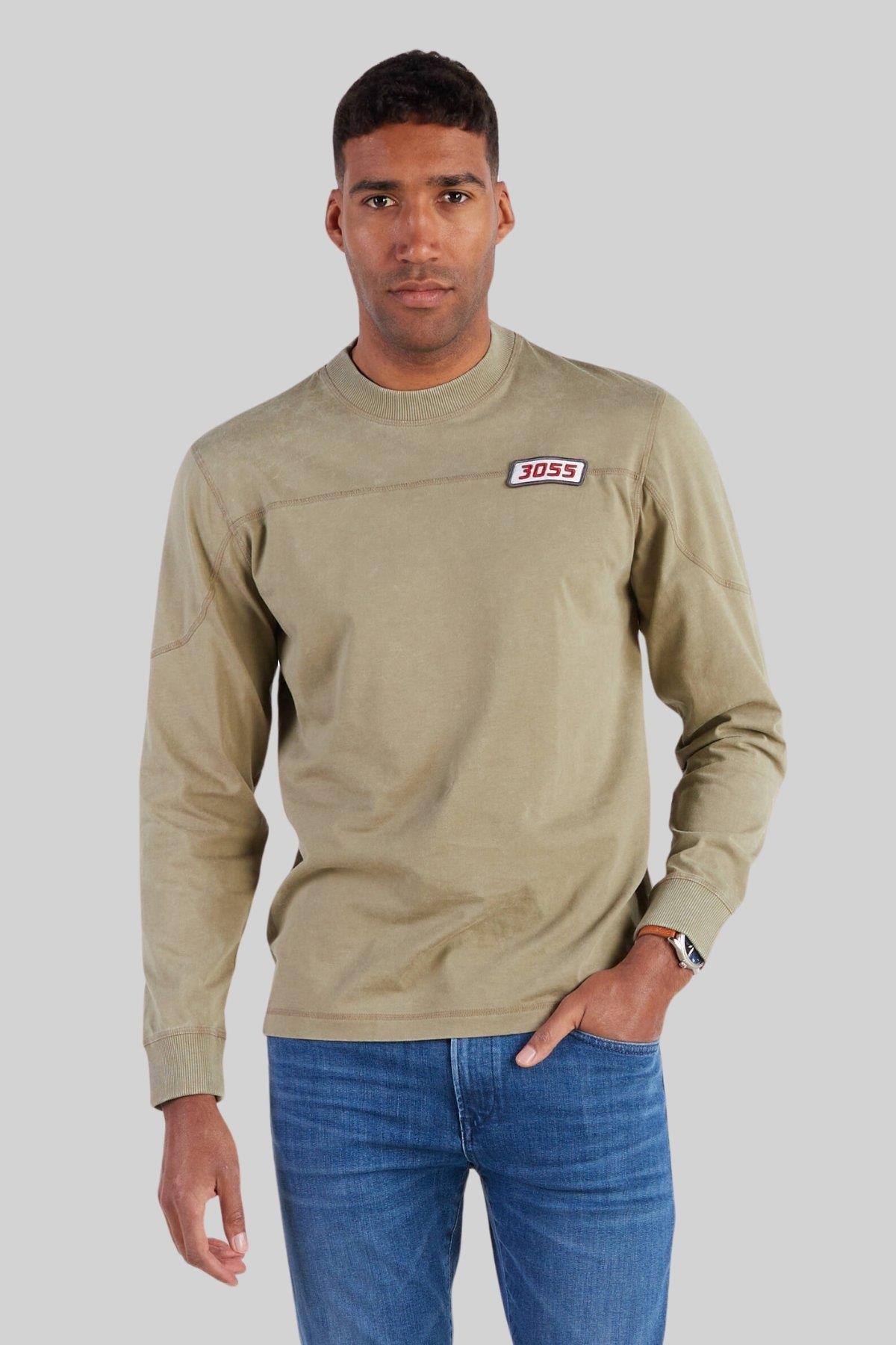Boss Relaxed Fit Bisiklet Yaka Uzun Kol Erkek T-Shirt Yeşil