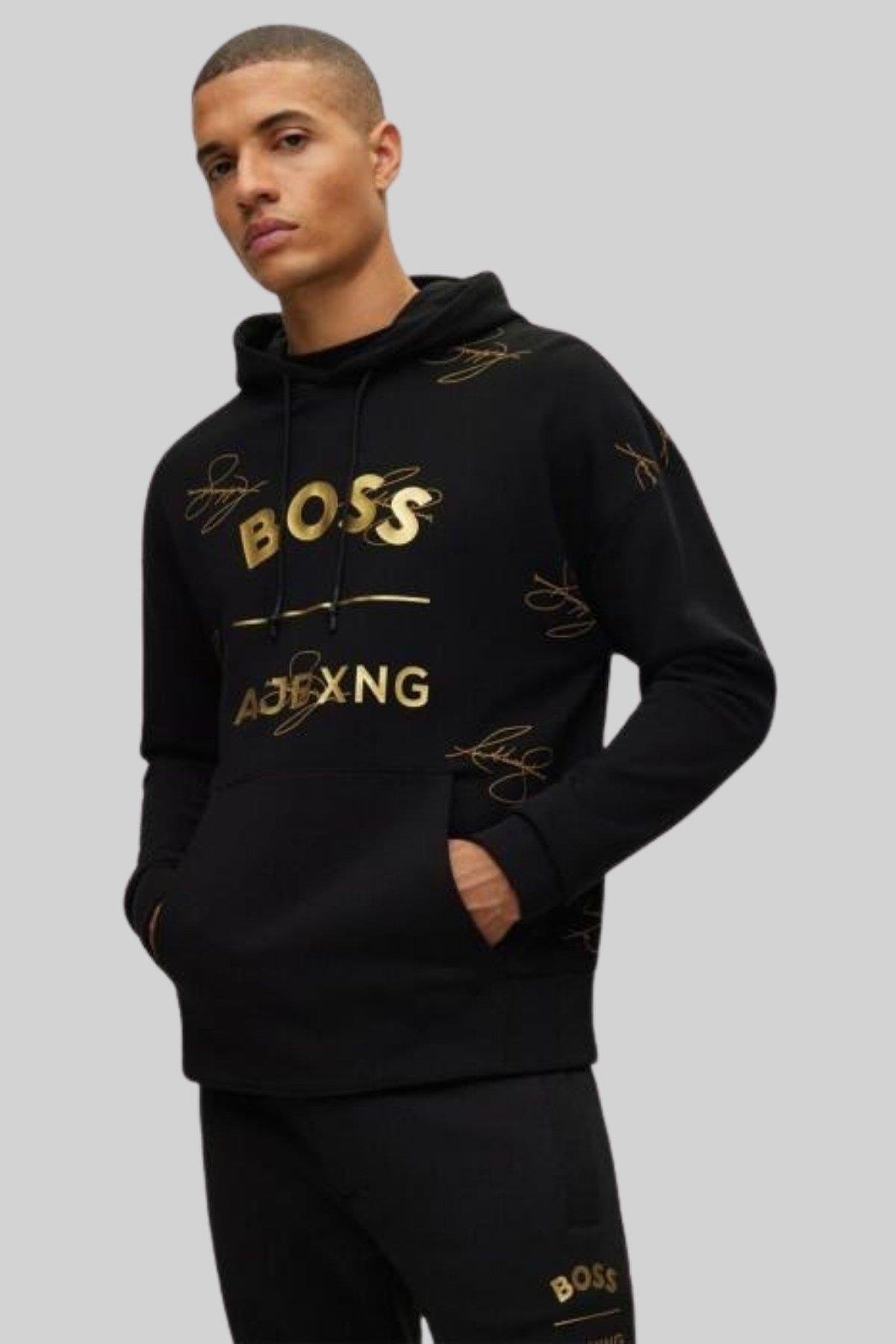 Boss Relaxed Fit Kapüşonlu Erkek Sweatshirt Siyah