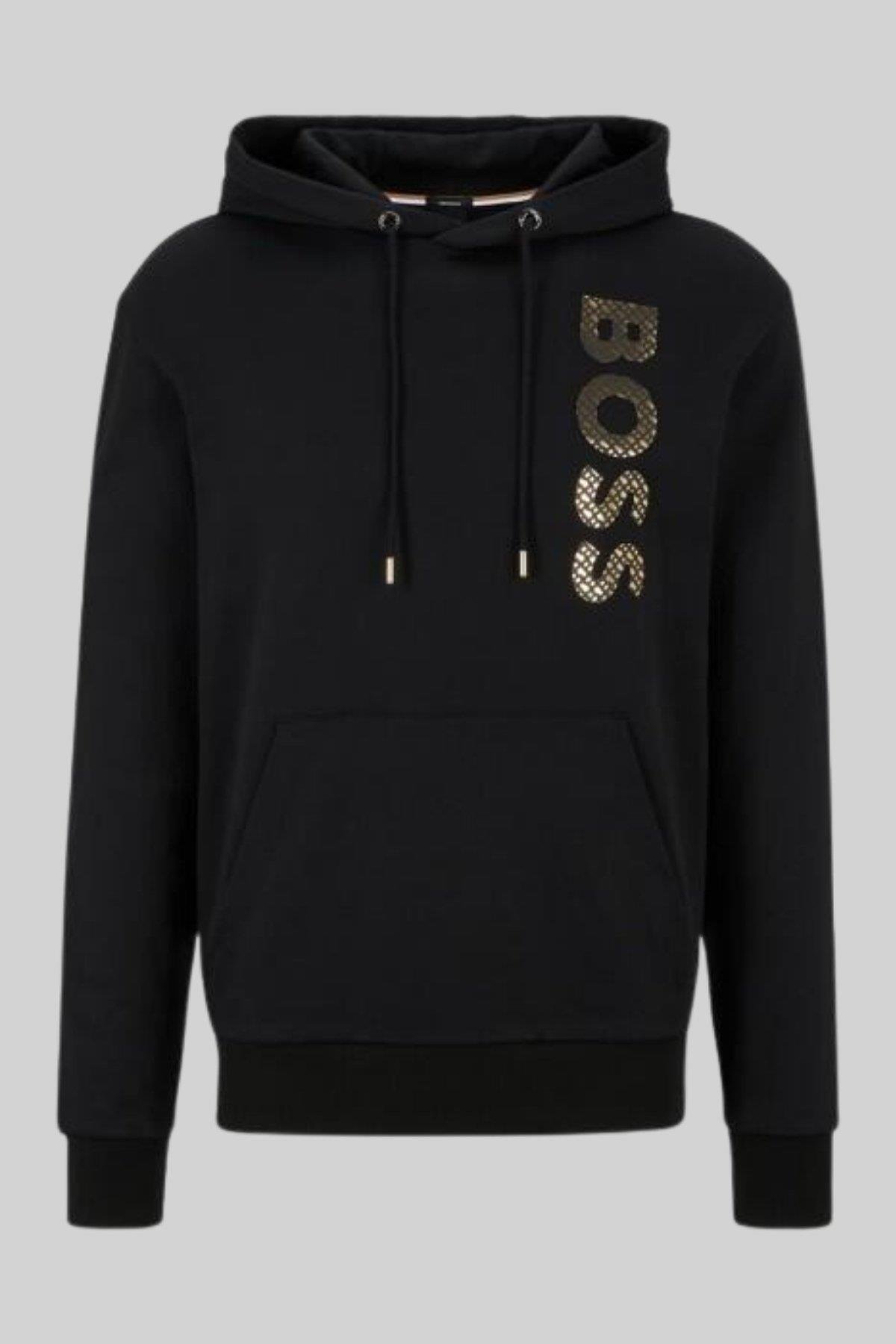 Boss Seeger Kapüşonlu Cepli Erkek Sweatshirt Siyah