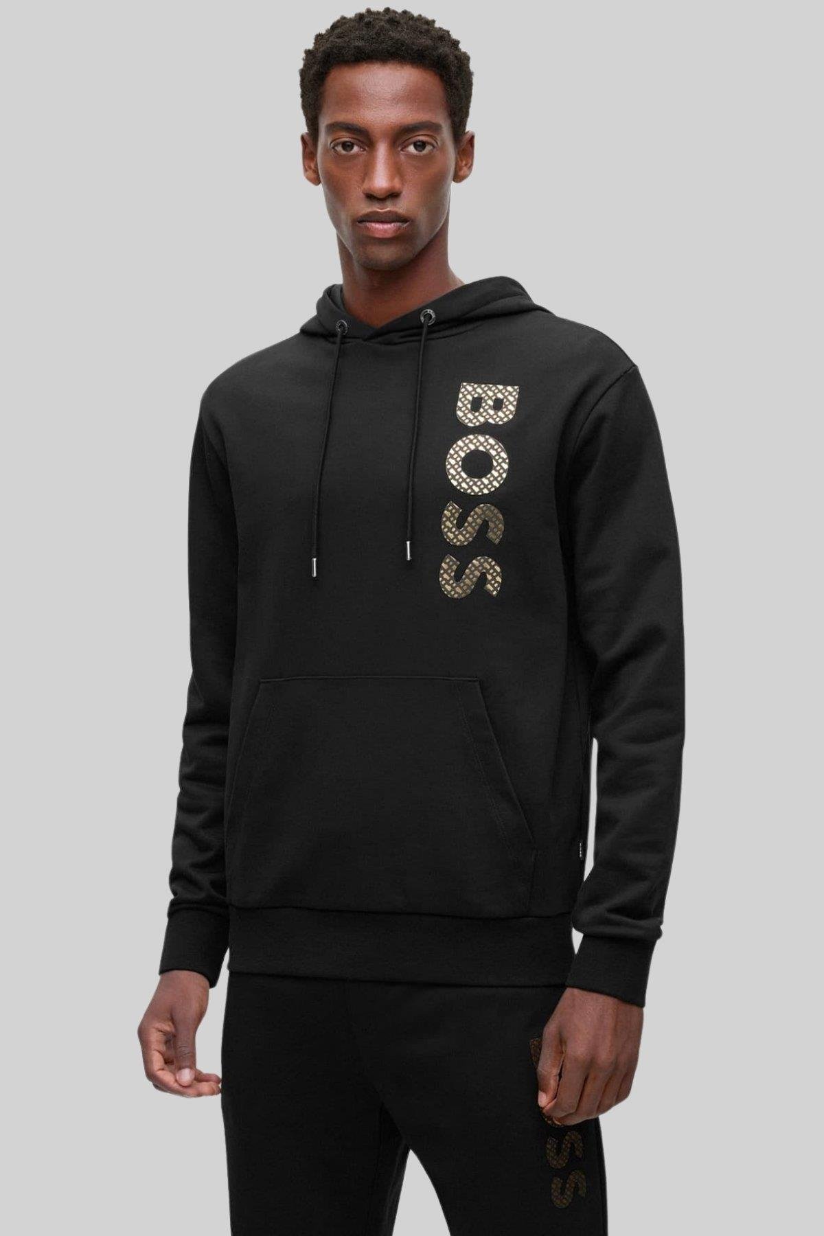 Boss Seeger Kapüşonlu Cepli Erkek Sweatshirt Siyah