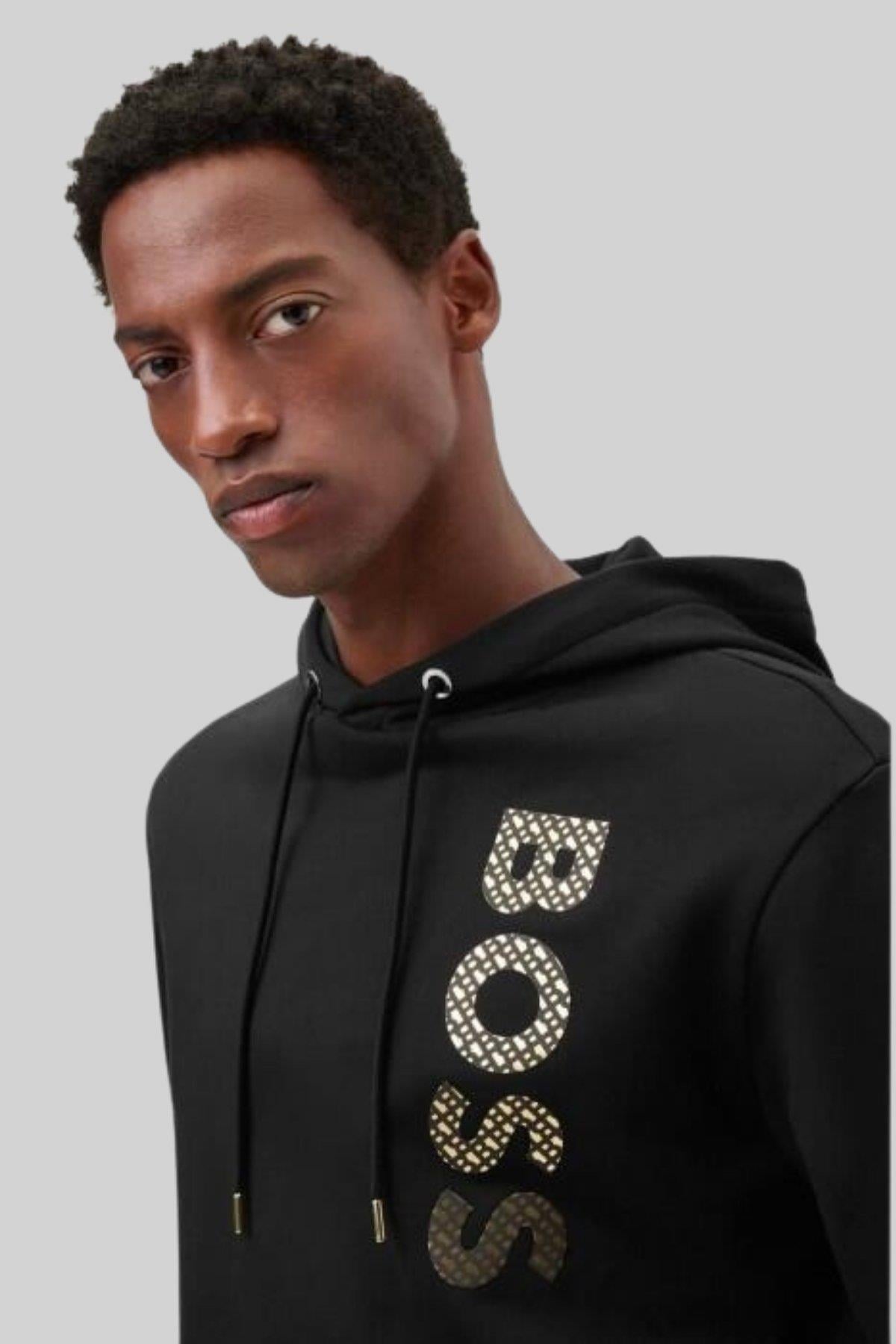Boss Seeger Kapüşonlu Cepli Erkek Sweatshirt Siyah