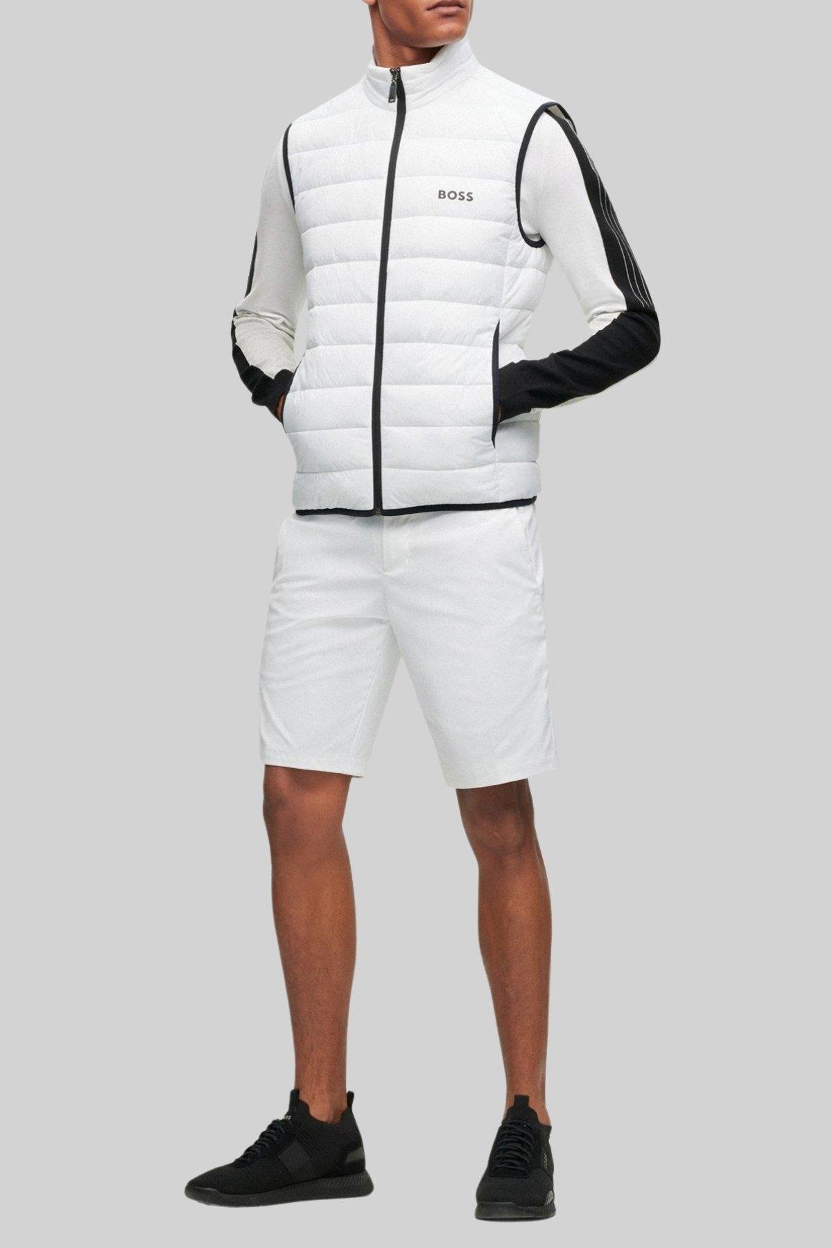 Boss Su Geçirmez Regular Fit Dik Yaka Erkek Yelek Beyaz