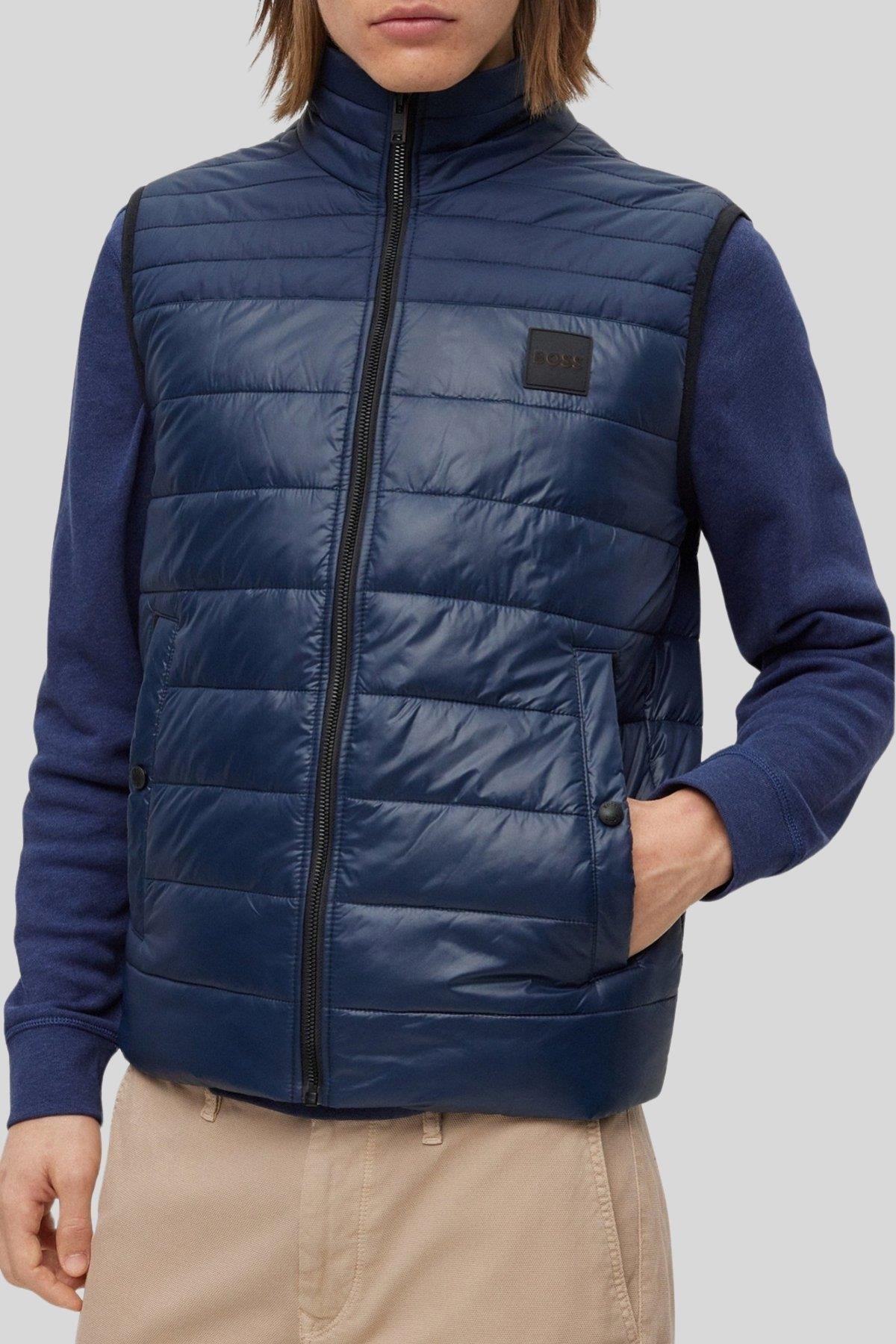 Boss Su Tutmaz Regular Fit Dik Yaka Şişme Erkek Yelek Lacivert