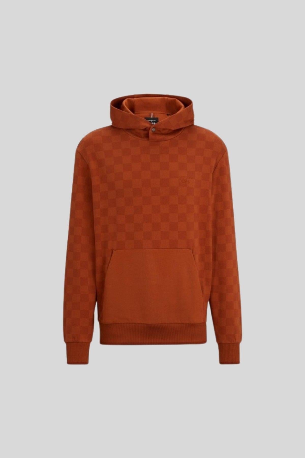 Boss x Porsche Pamuklu Kapüşonlu Erkek Sweatshirt Turuncu
