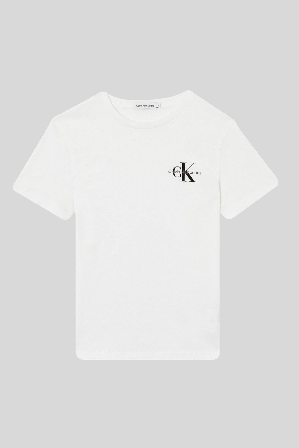 Calvin Klein Erkek Çocuk Monogram Bisiklet Yaka Kısa Kollu T-Shirt Beyaz