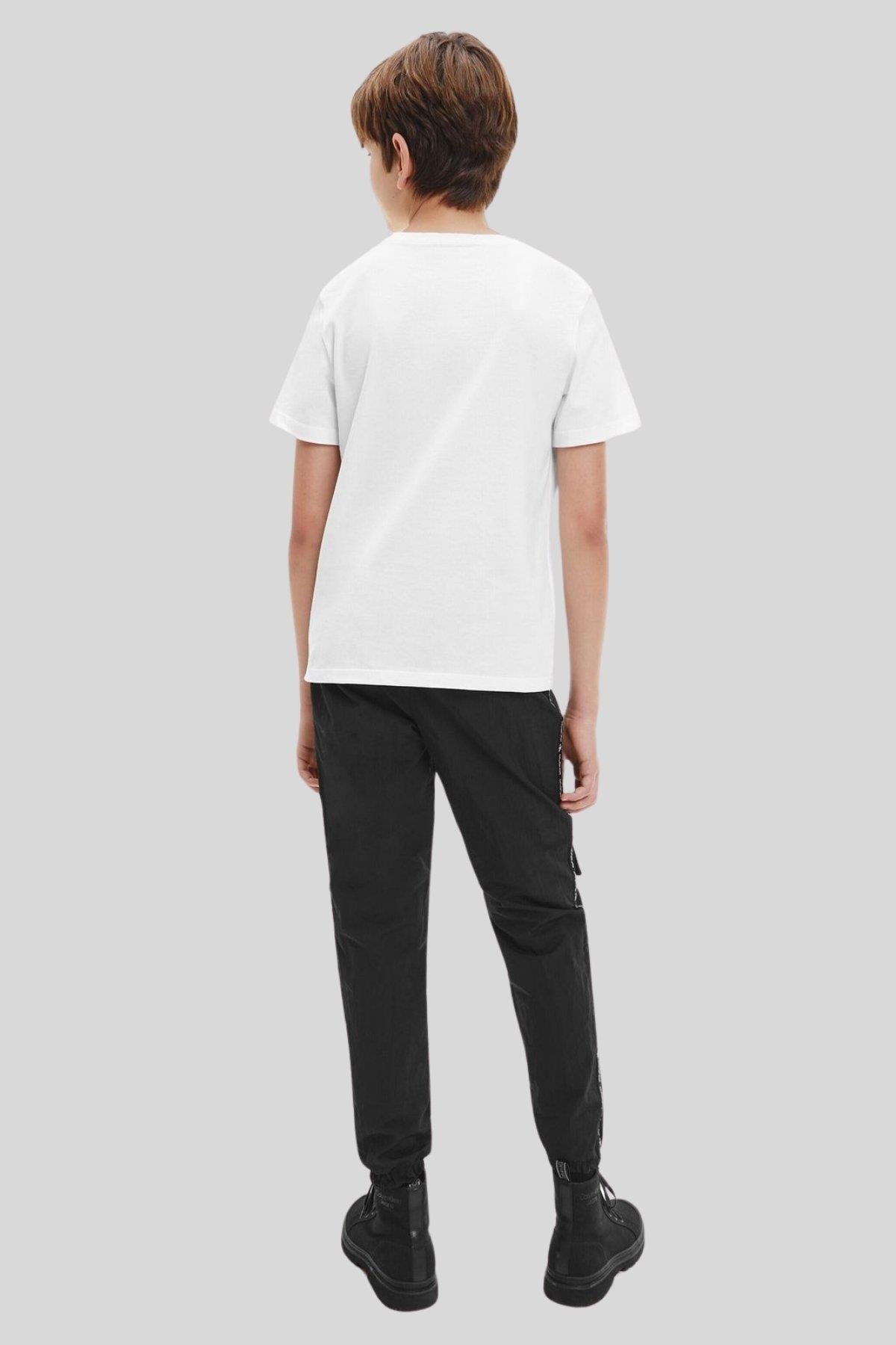 Calvin Klein Erkek Çocuk Monogram Bisiklet Yaka Kısa Kollu T-Shirt Beyaz