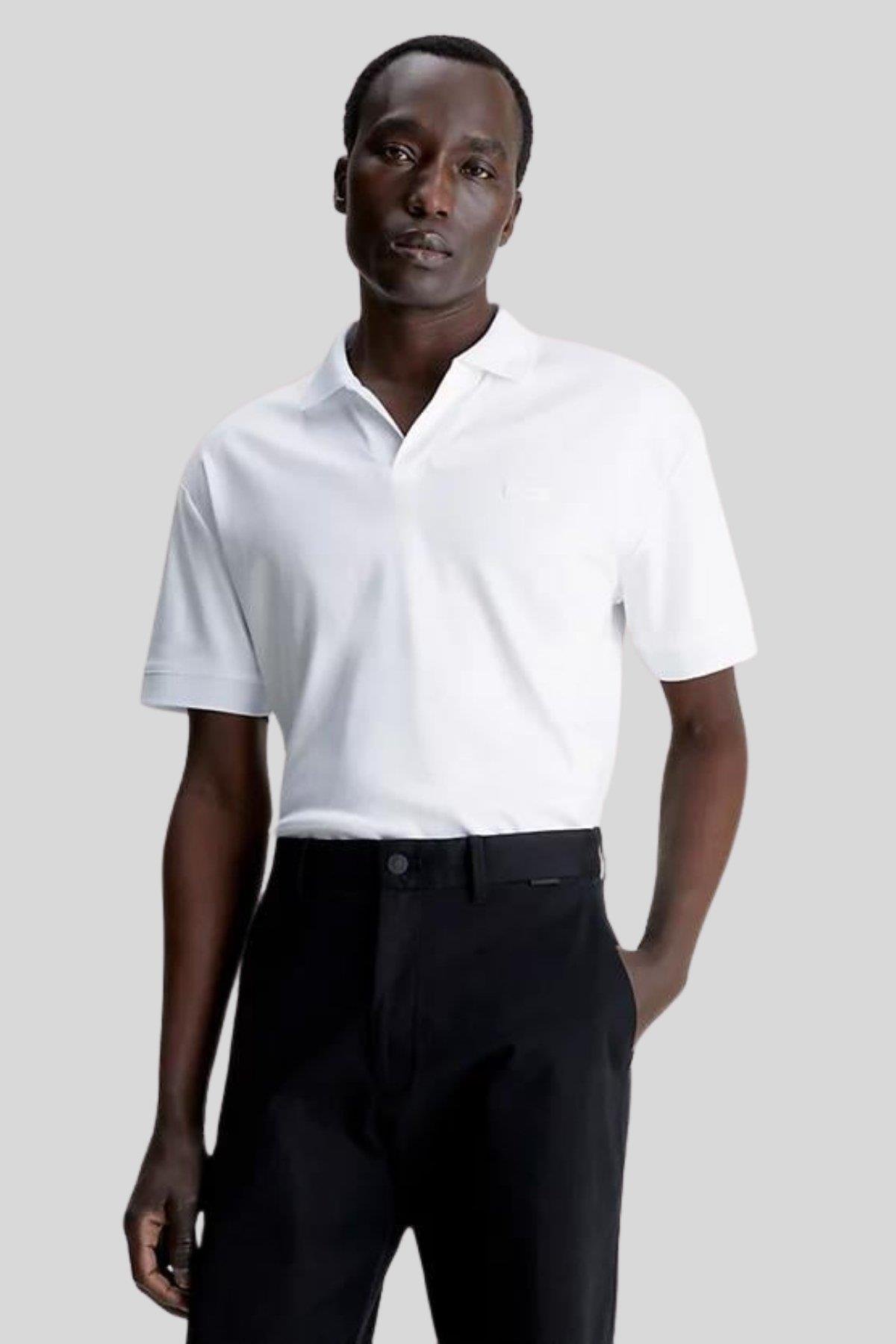 Calvin Klein Erkek Regular Fit Kısa Kollu Polo Yaka T-Shirt Beyaz