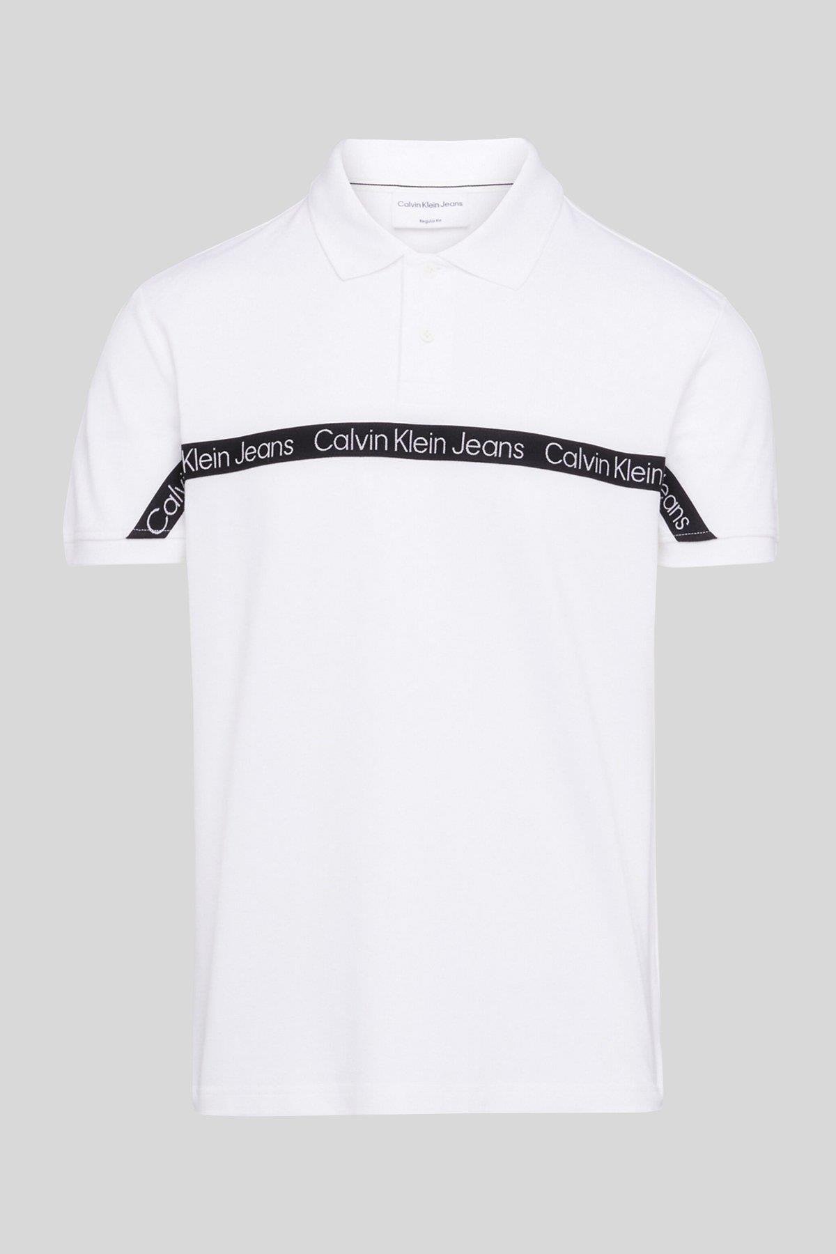 Calvin Klein Erkek Regular Fit Logolu Pamuklu Polo Yaka T-Shirt Beyaz