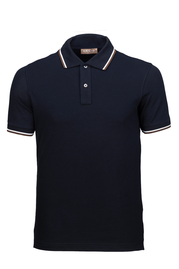 Erkek Çift Çizgili Kol Bantlı Polo Yaka T-Shirt