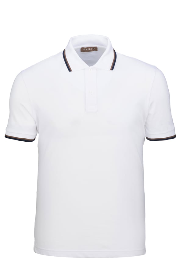 Erkek Çift Çizgili Kol Bantlı Polo Yaka T-Shirt