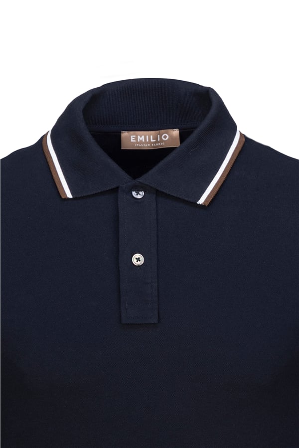 Erkek Çift Çizgili Kol Bantlı Polo Yaka T-Shirt