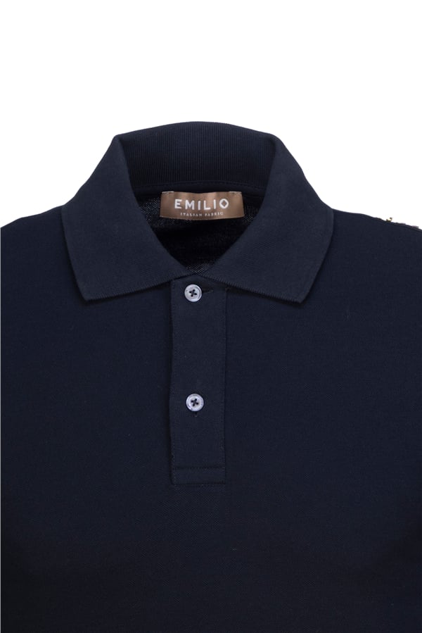 Erkek Kol Bantlı Boncuk İşleme Polo Yaka Erkek T-Shirt