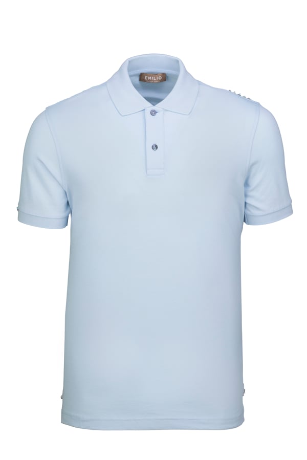 Erkek Kol Bantlı Boncuk İşleme Polo Yaka Erkek T-Shirt