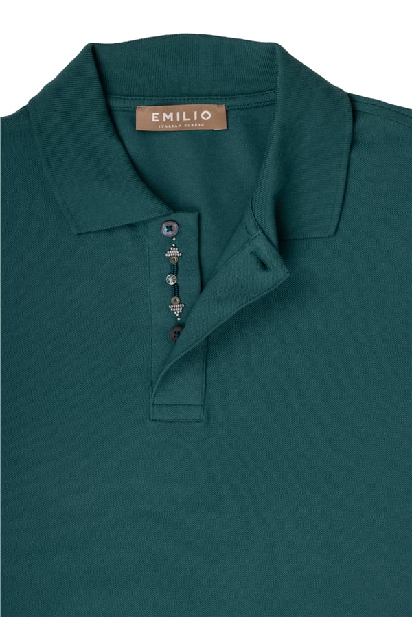 Erkek Kol Bantlı Boncuk İşleme Polo Yaka Erkek T-Shirt