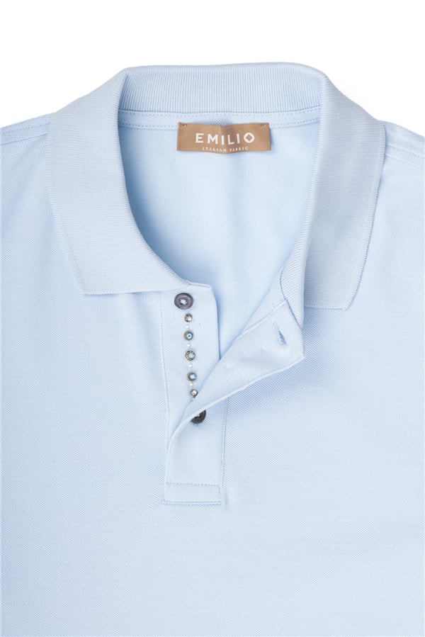Erkek Kol Bantlı Boncuk İşleme Polo Yaka Erkek T-Shirt