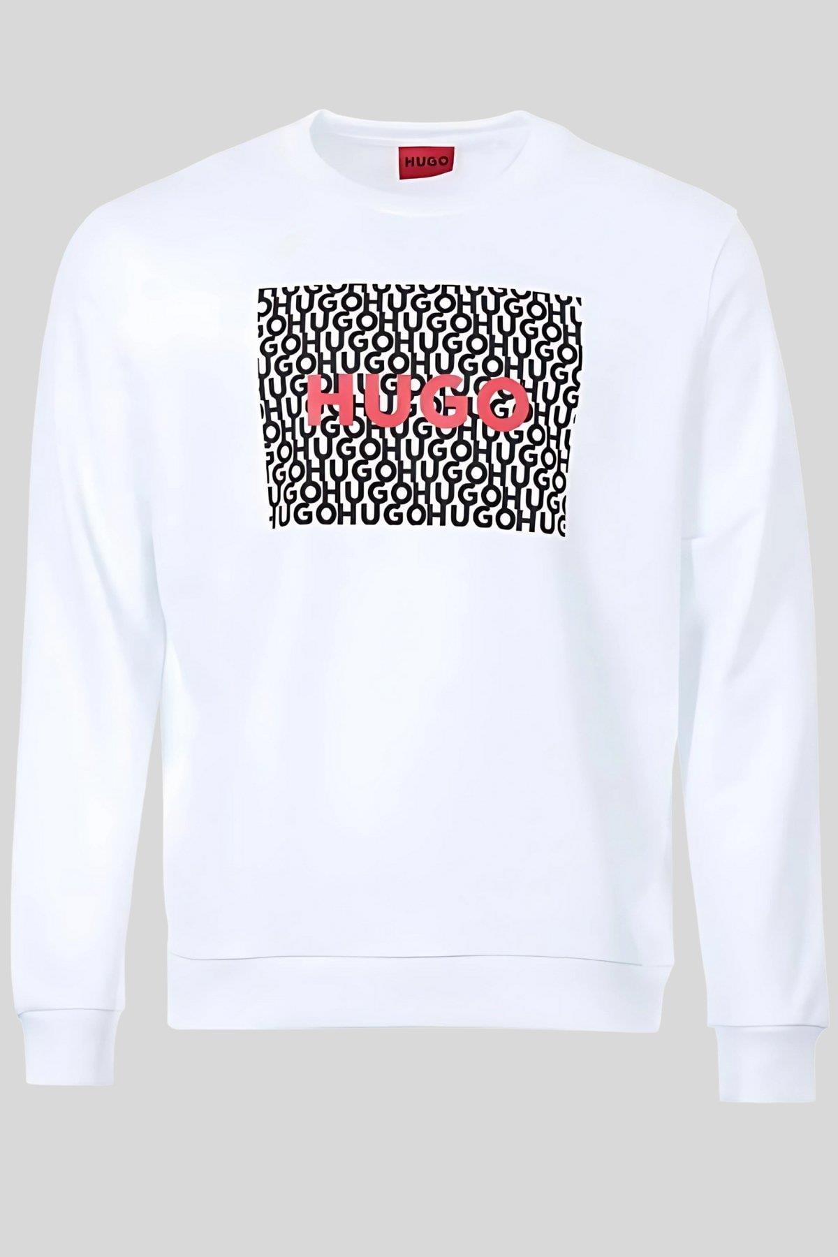 Hugo Boss Regular Fit Bisiklet Yaka Erkek Sweatshirt Beyaz