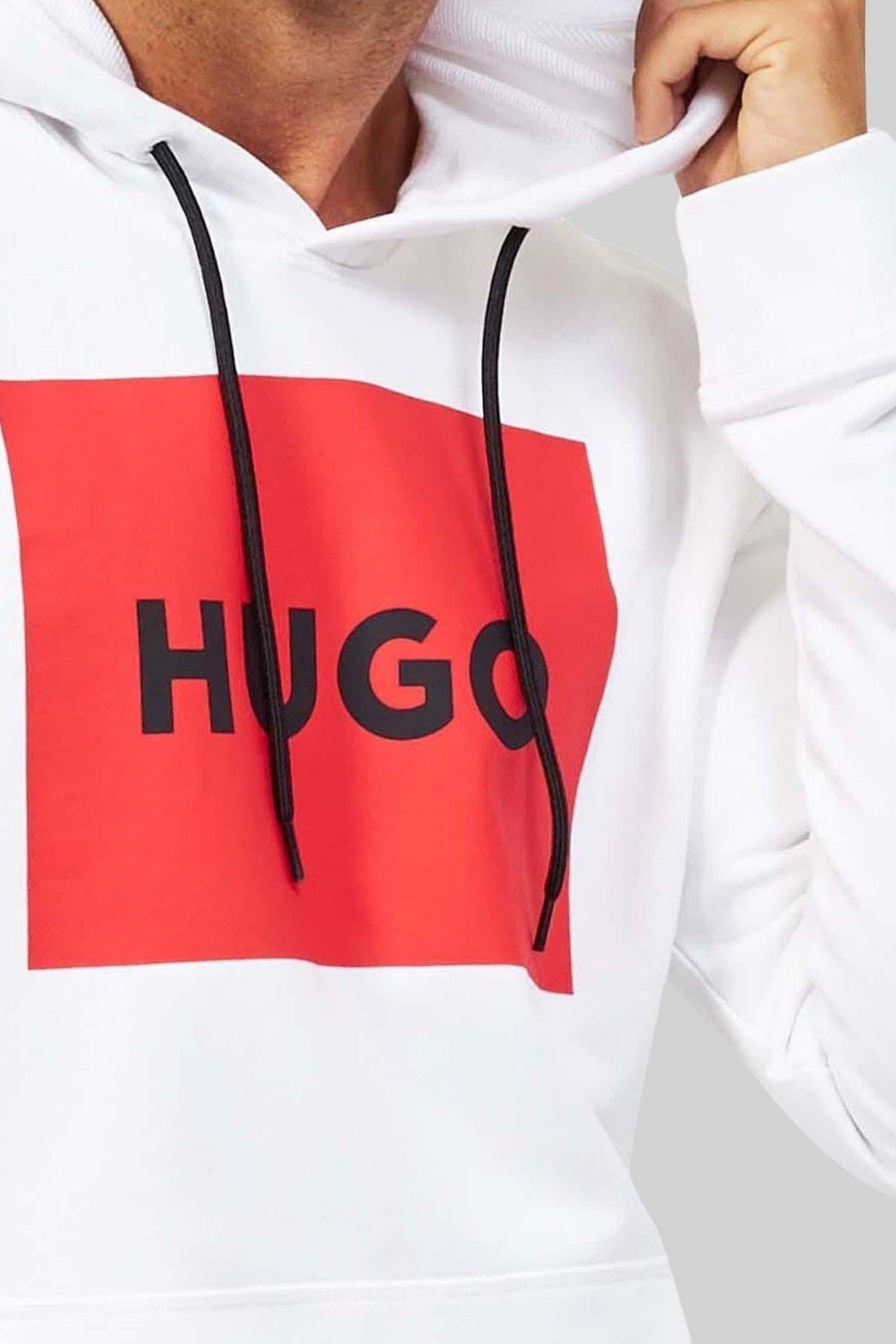 Hugo Boss Regular Fit Kapüşonlu Erkek Sweatshirt Beyaz