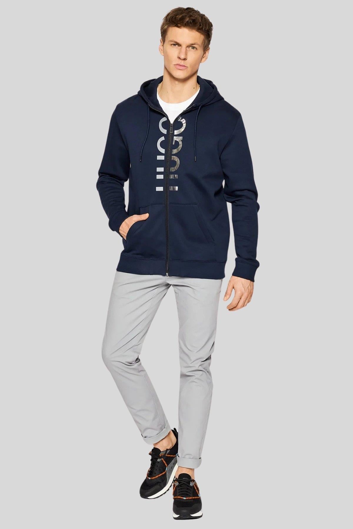 Hugo Dellar Erkek Fermuarlı Sweatshirt Lacivert