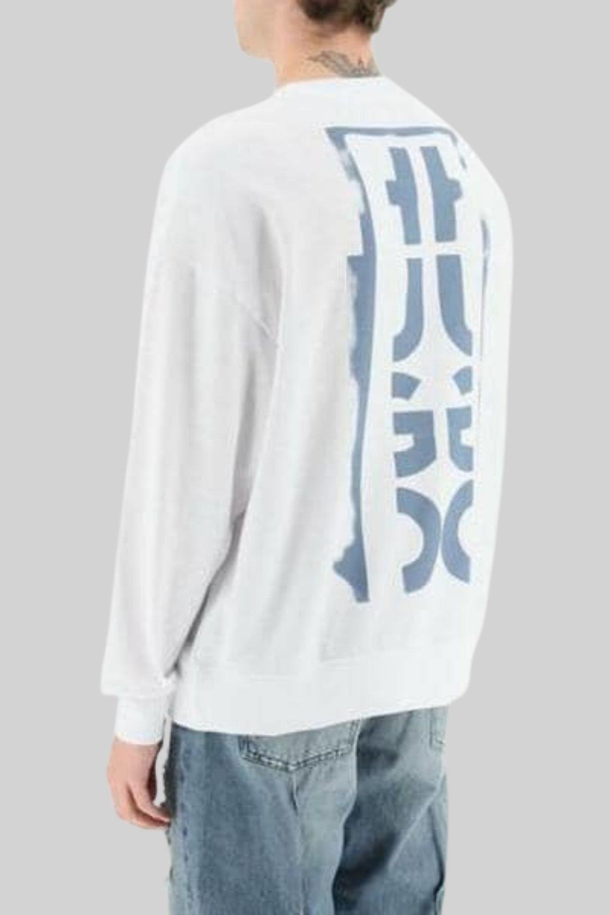 Hugo Erkek Bisiklet Yaka Sweatshirt Beyaz