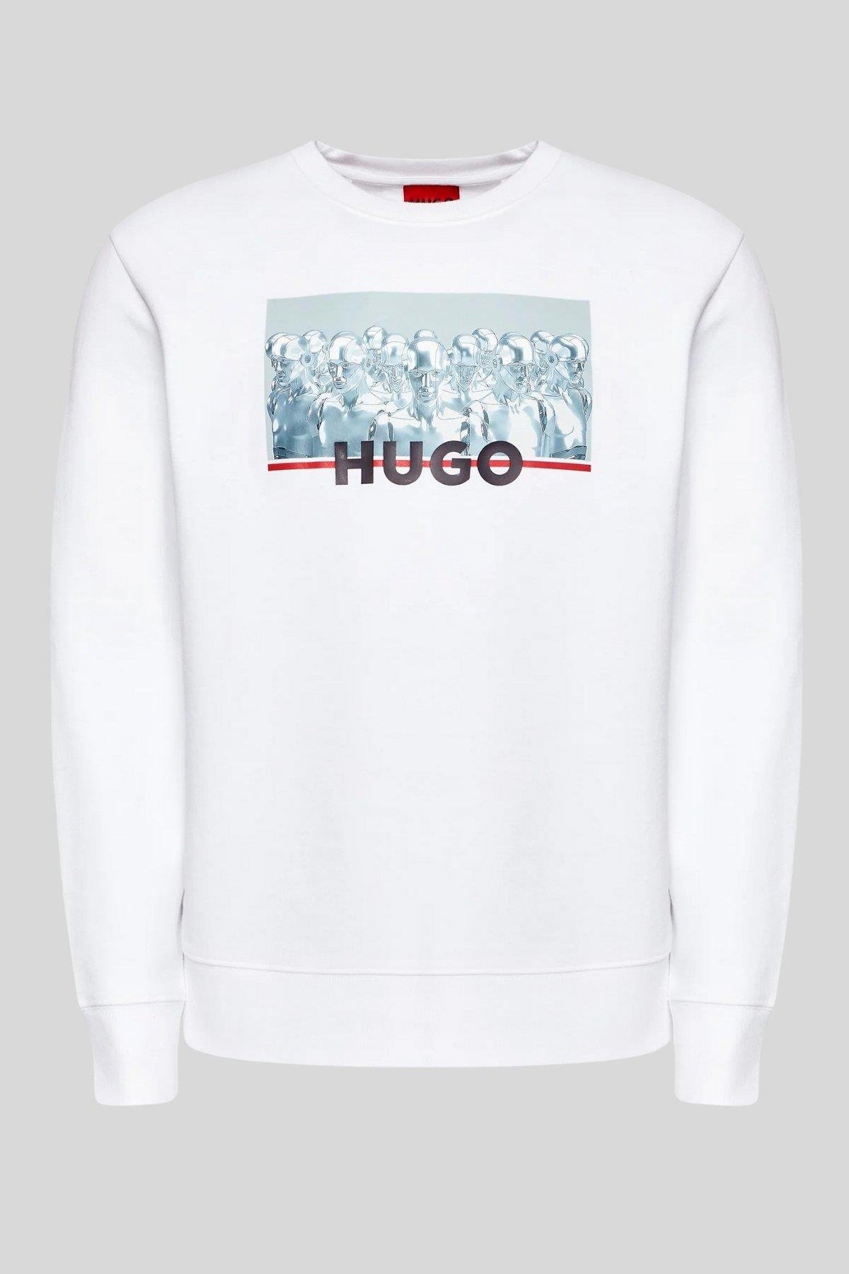 Hugo Erkek Regular Fit Deynolds Sweatshirt Beyaz