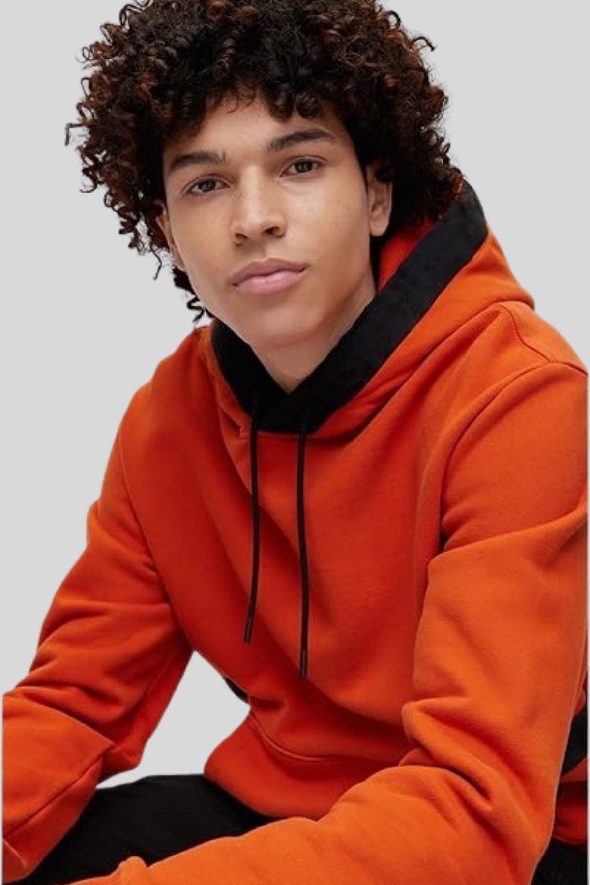 Hugo Regular Fit Kapüşonlu Erkek Sweatshirt Turuncu