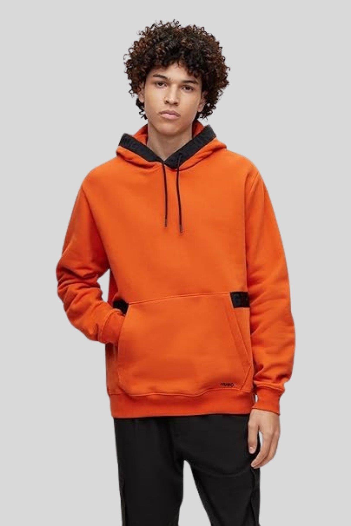 Hugo Regular Fit Kapüşonlu Erkek Sweatshirt Turuncu