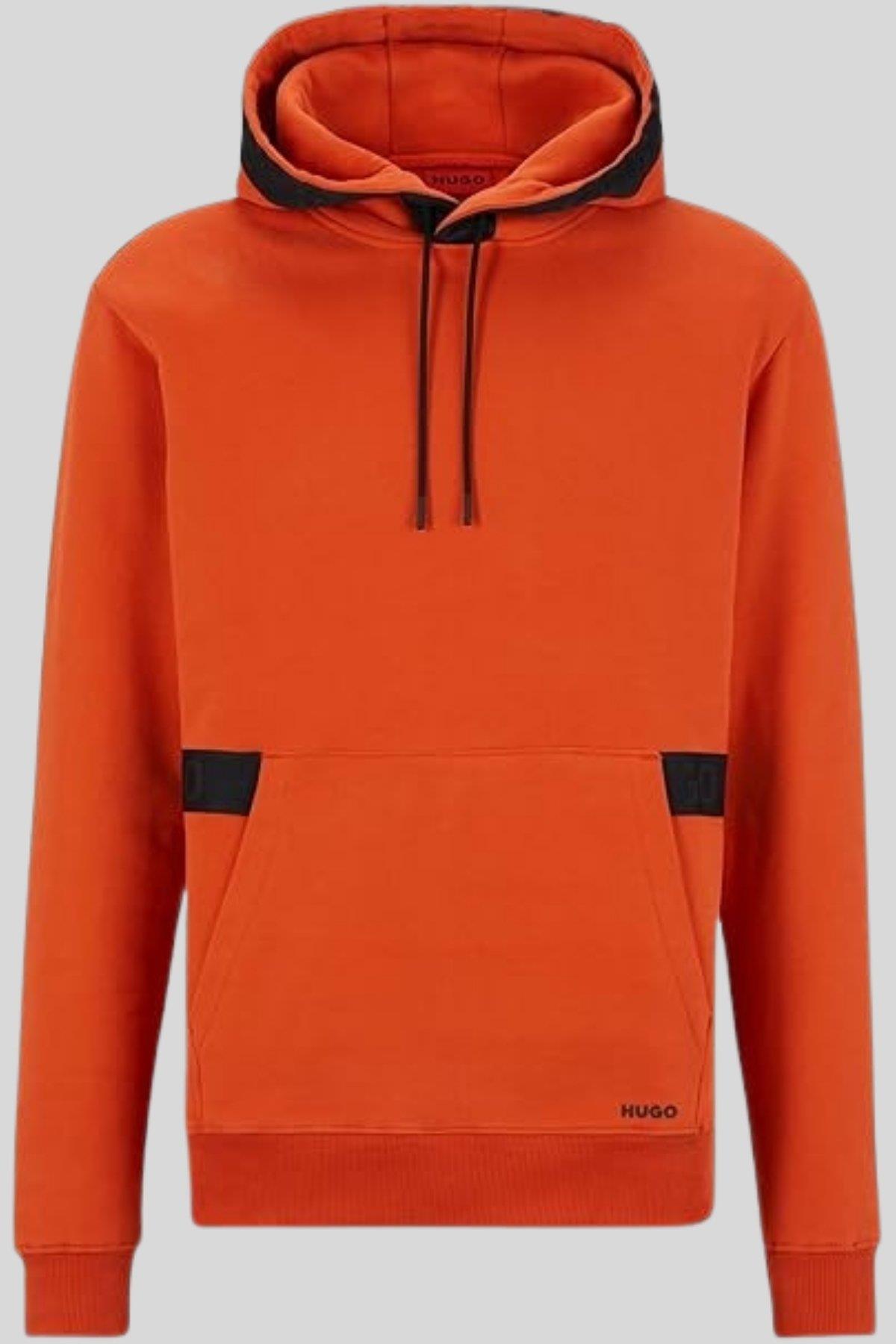 Hugo Regular Fit Kapüşonlu Erkek Sweatshirt Turuncu