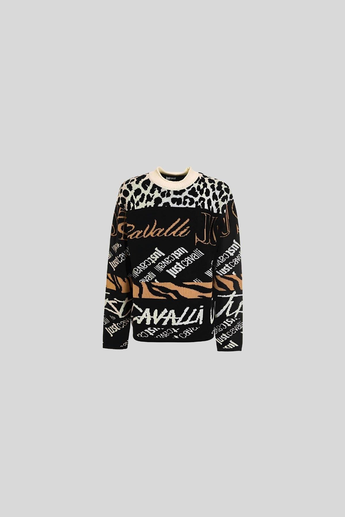 Just Cavalli Bisiklet Yaka Slim Fit Erkek Kazak Çok Renkli