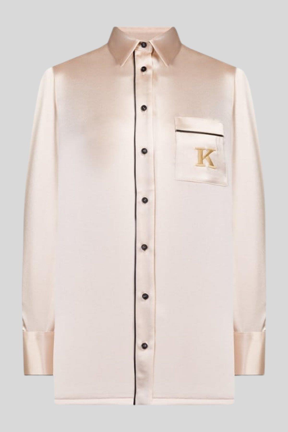 Kiton Monogram Logolu Kadın Gömlek Bej