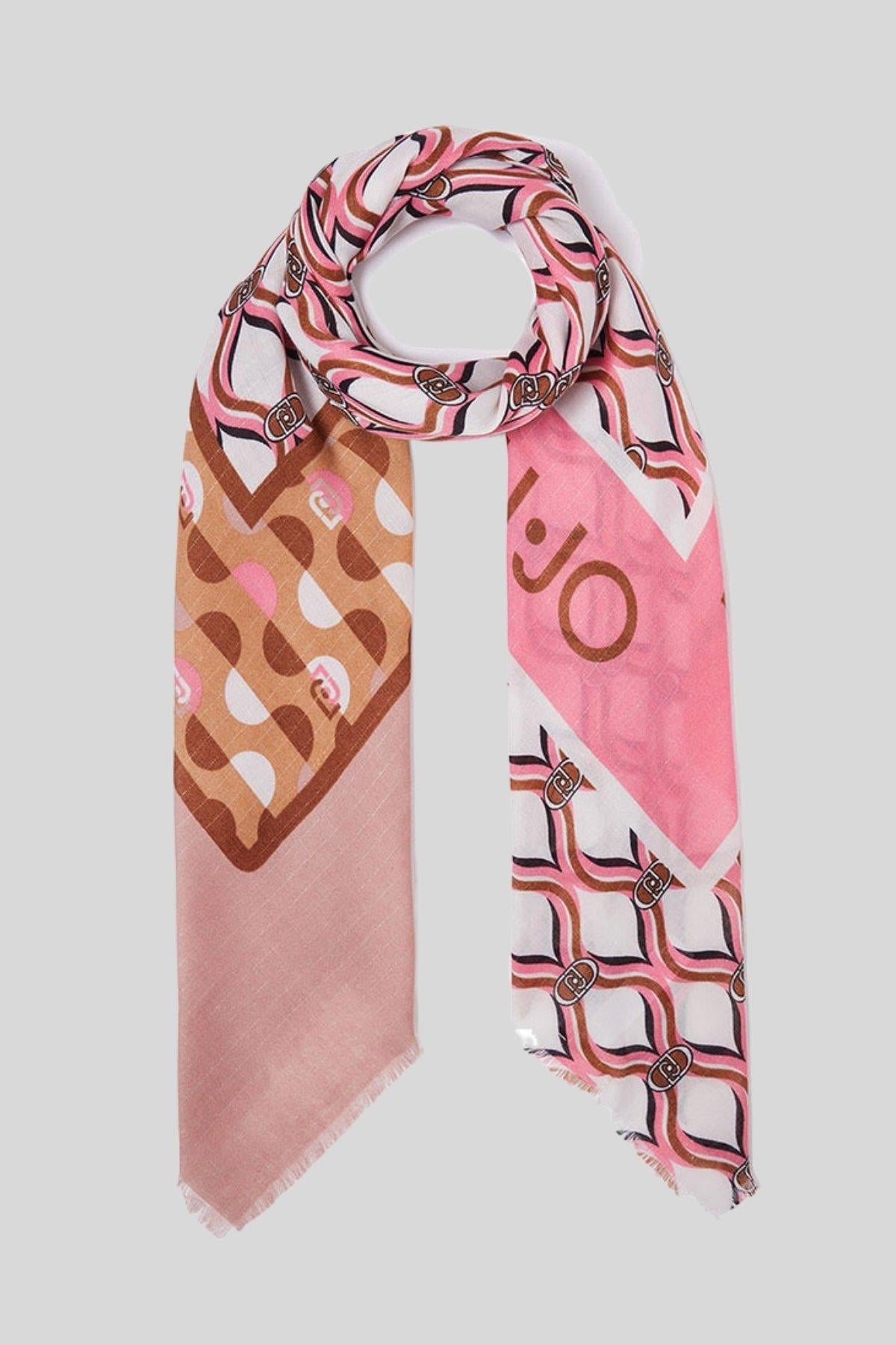 Liu Jo Kadın Monogram Desenli Şal Pembe