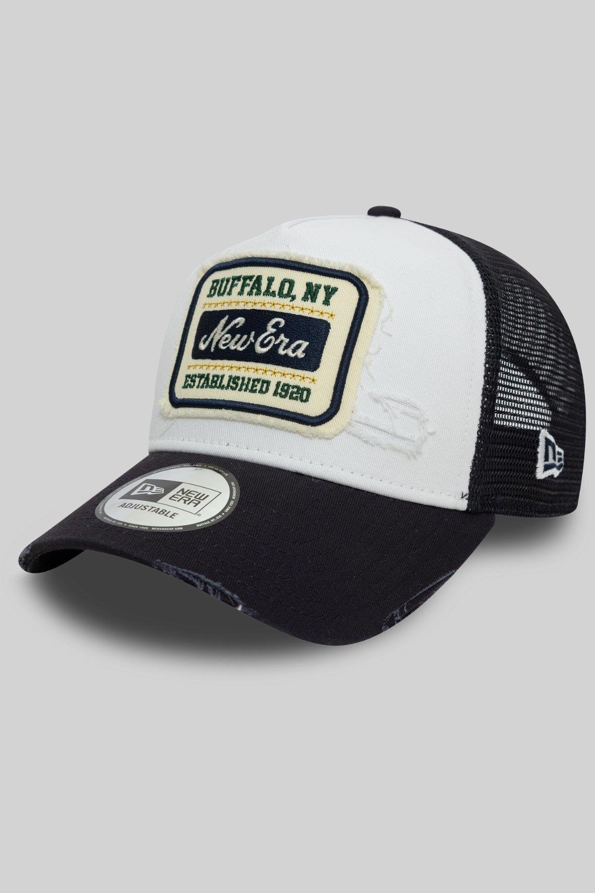 New Era Trucker Patch Distressed Şapka Beyaz