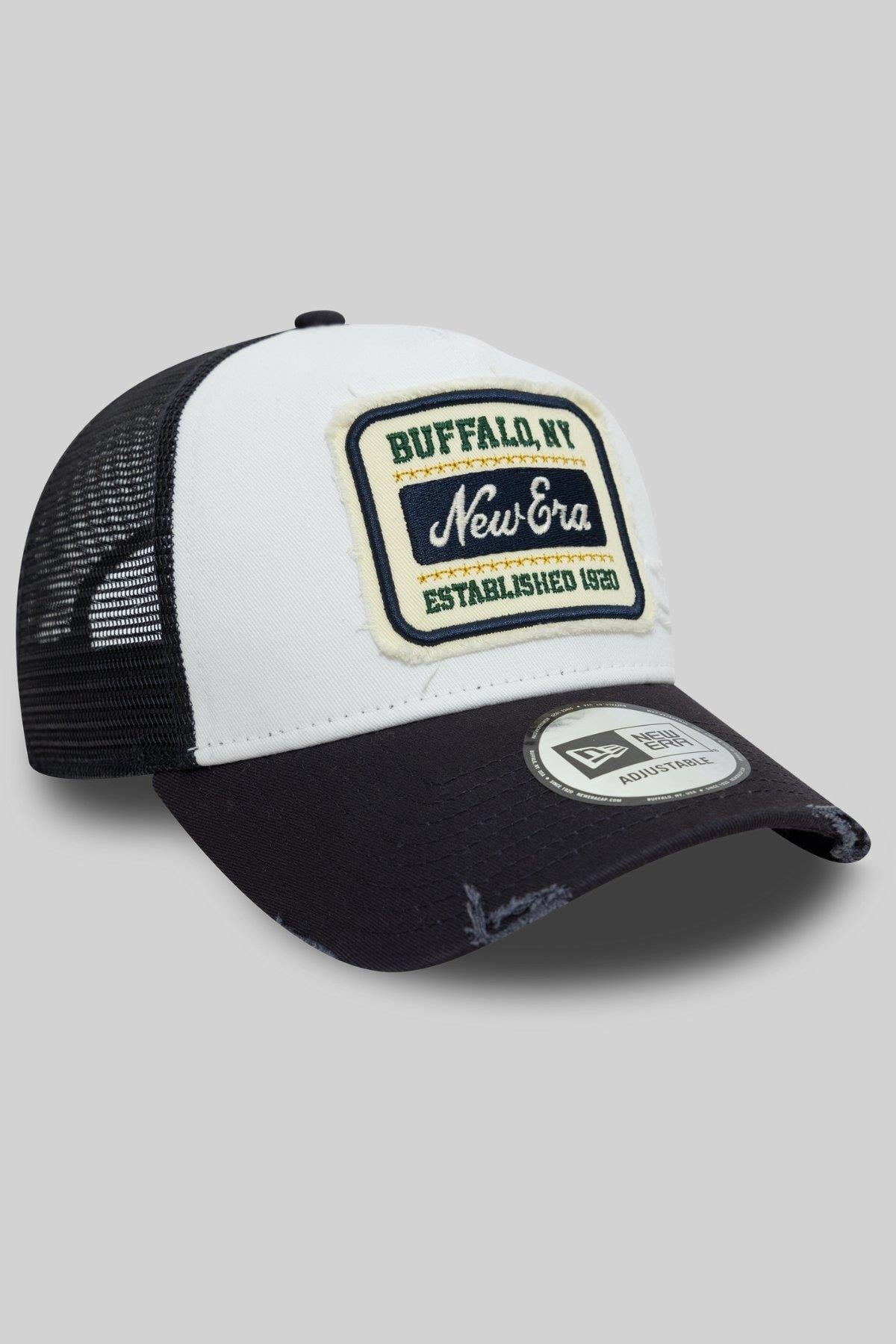 New Era Trucker Patch Distressed Şapka Beyaz