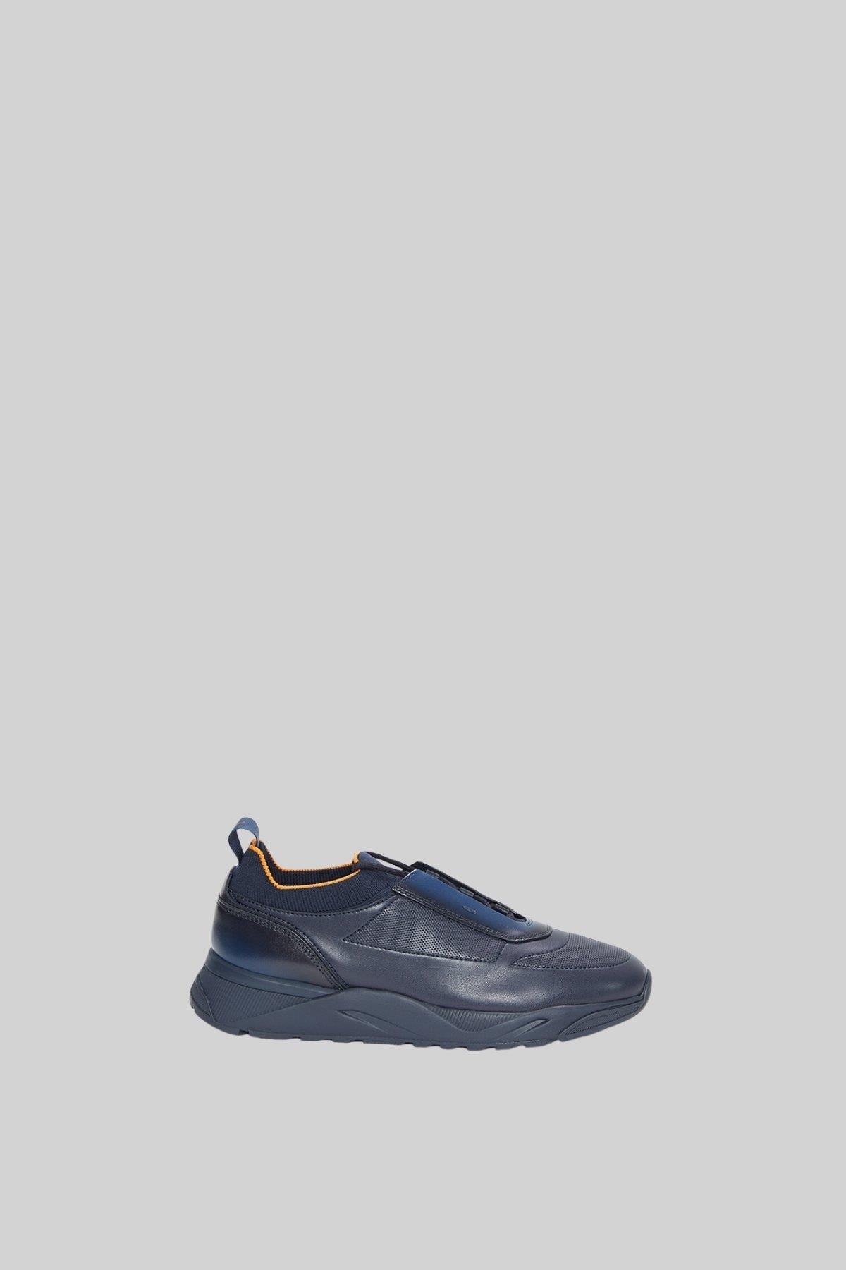 Santoni Deri Erkek Sneaker Mavi