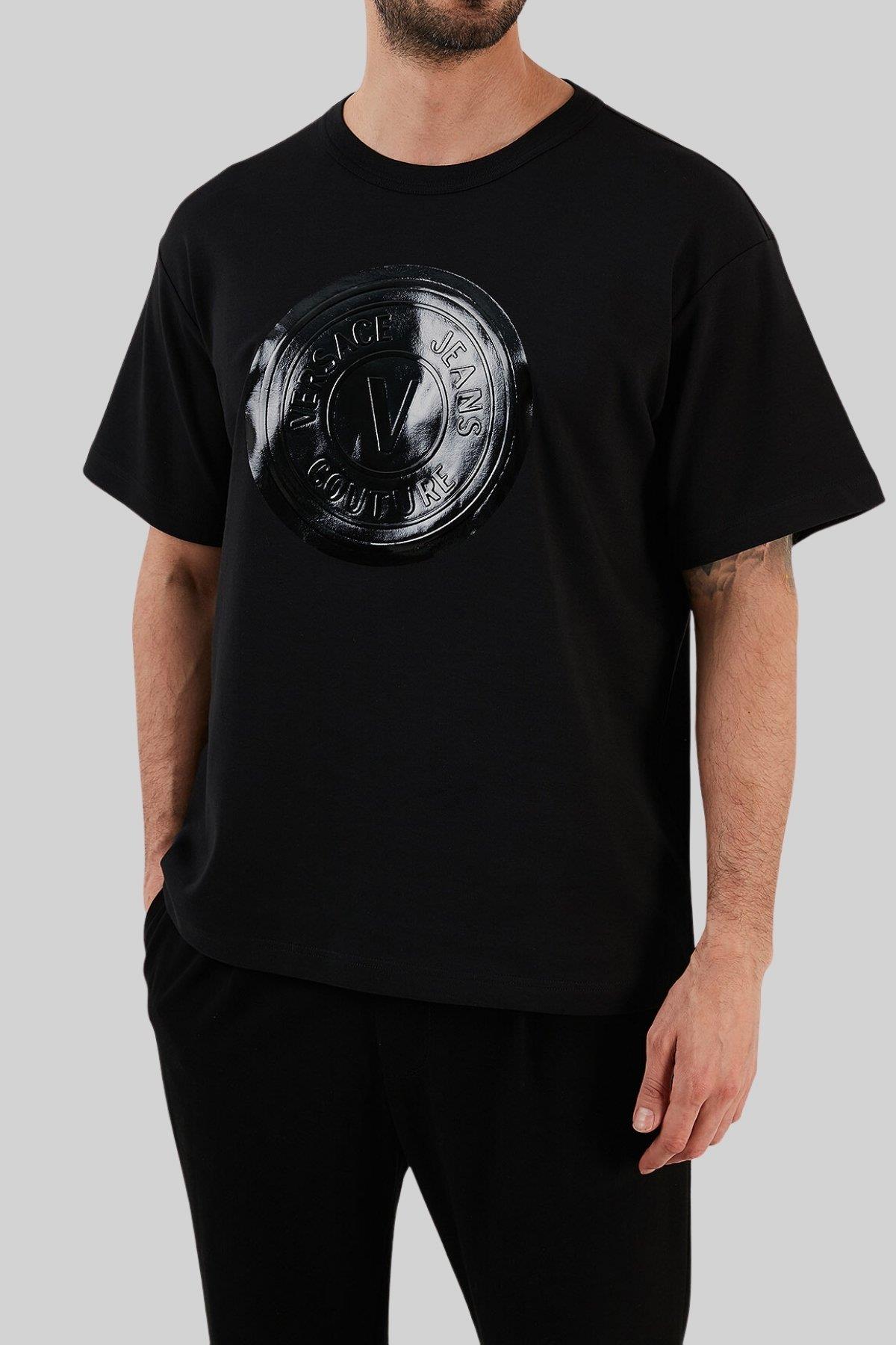 Versace Jeans Couture Erkek Regular Fit Bisiklet Yaka T-Shirt Siyah