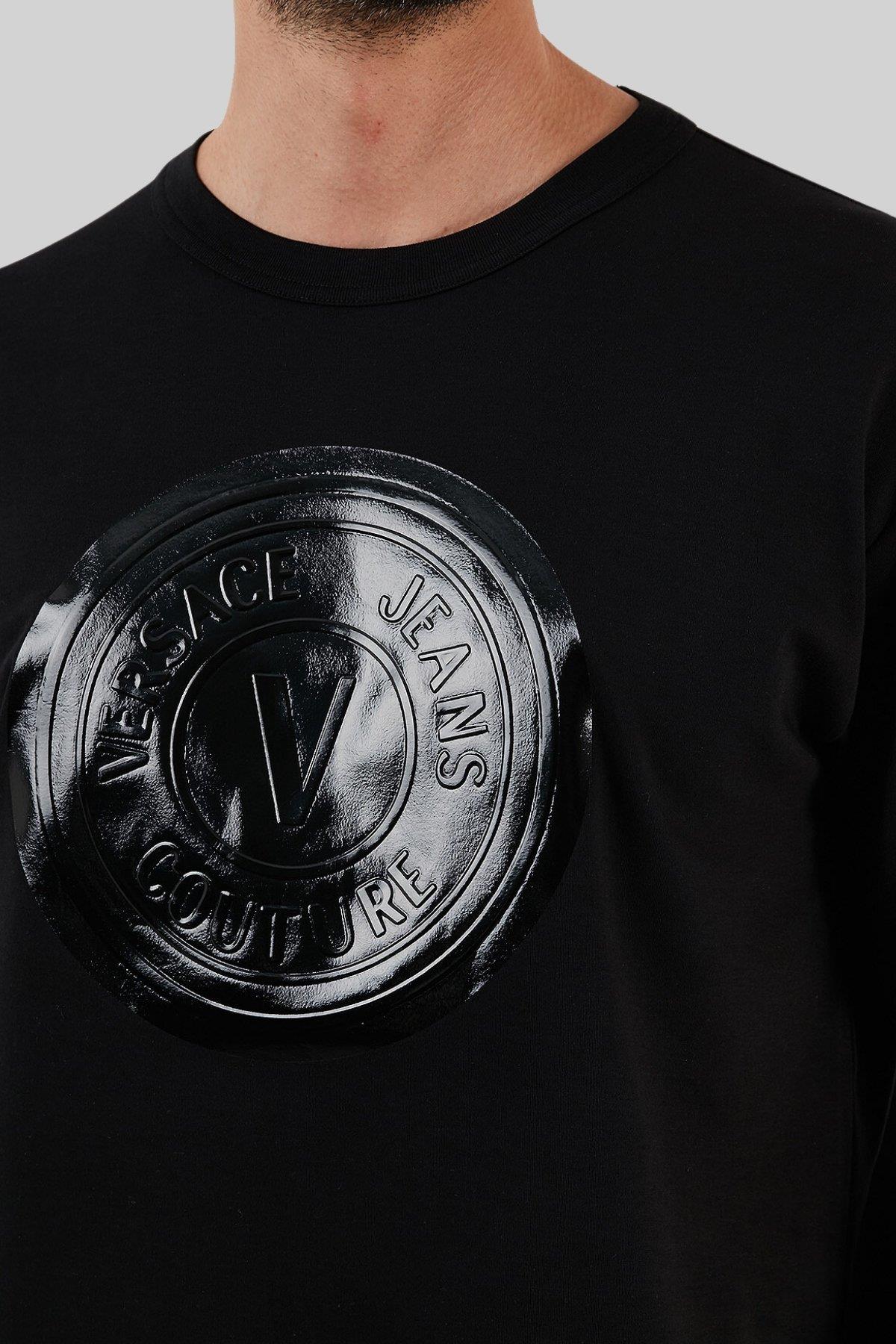 Versace Jeans Couture Erkek Regular Fit Bisiklet Yaka T-Shirt Siyah