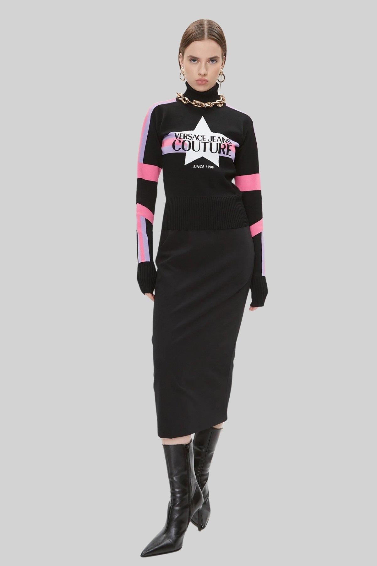 Versace Jeans Couture Kadın Regular Fit Kalem Etek Siyah