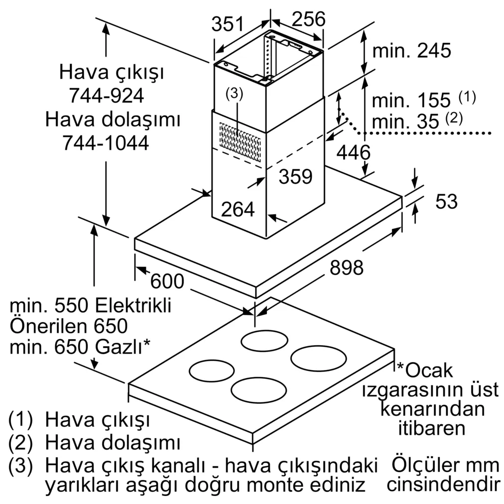 BOSCH DIB97IM50 Serie | 4 Ada Tipi Davlumbaz 90 cm Paslanmaz çelik