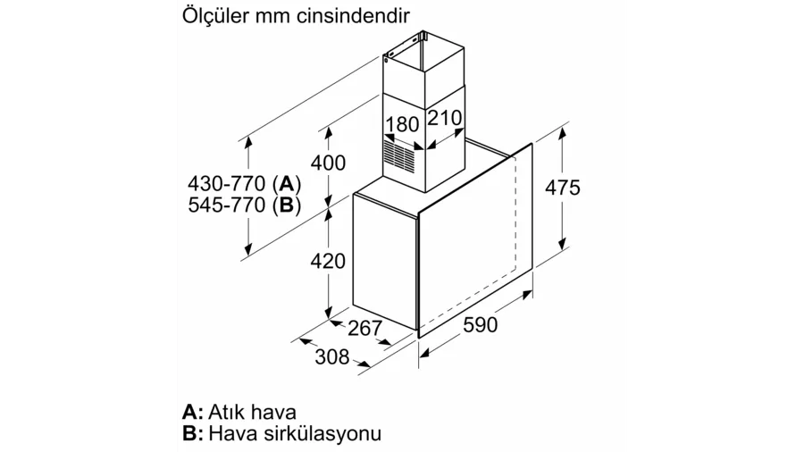 Bosch  DWF65AJ20T Serie 4 Duvar Tipi Davlumbaz 60 cm Beyaz Cam Yüzey