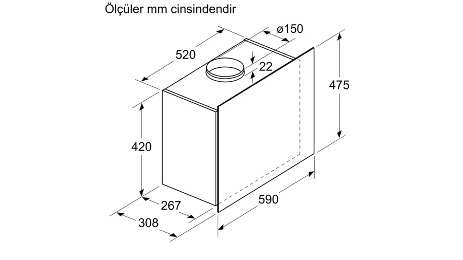 Bosch DWF65AJ60T Serie 4 Duvar Tipi Davlumbaz 60 cm Siyah Cam