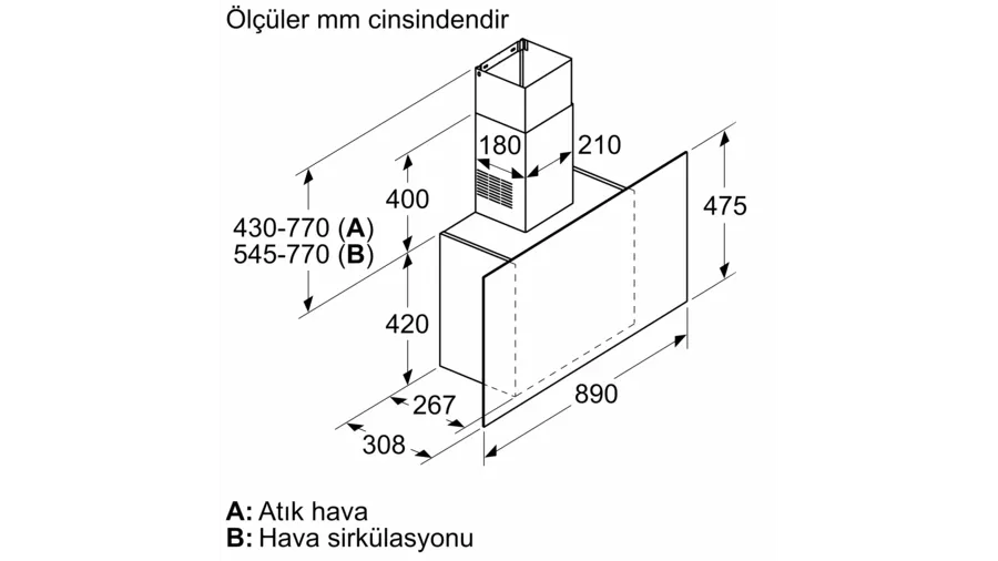 Bosch DWF95AJ20T Serie 4 Duvar Tipi Davlumbaz 90 cm Beyaz Cam Yüzey