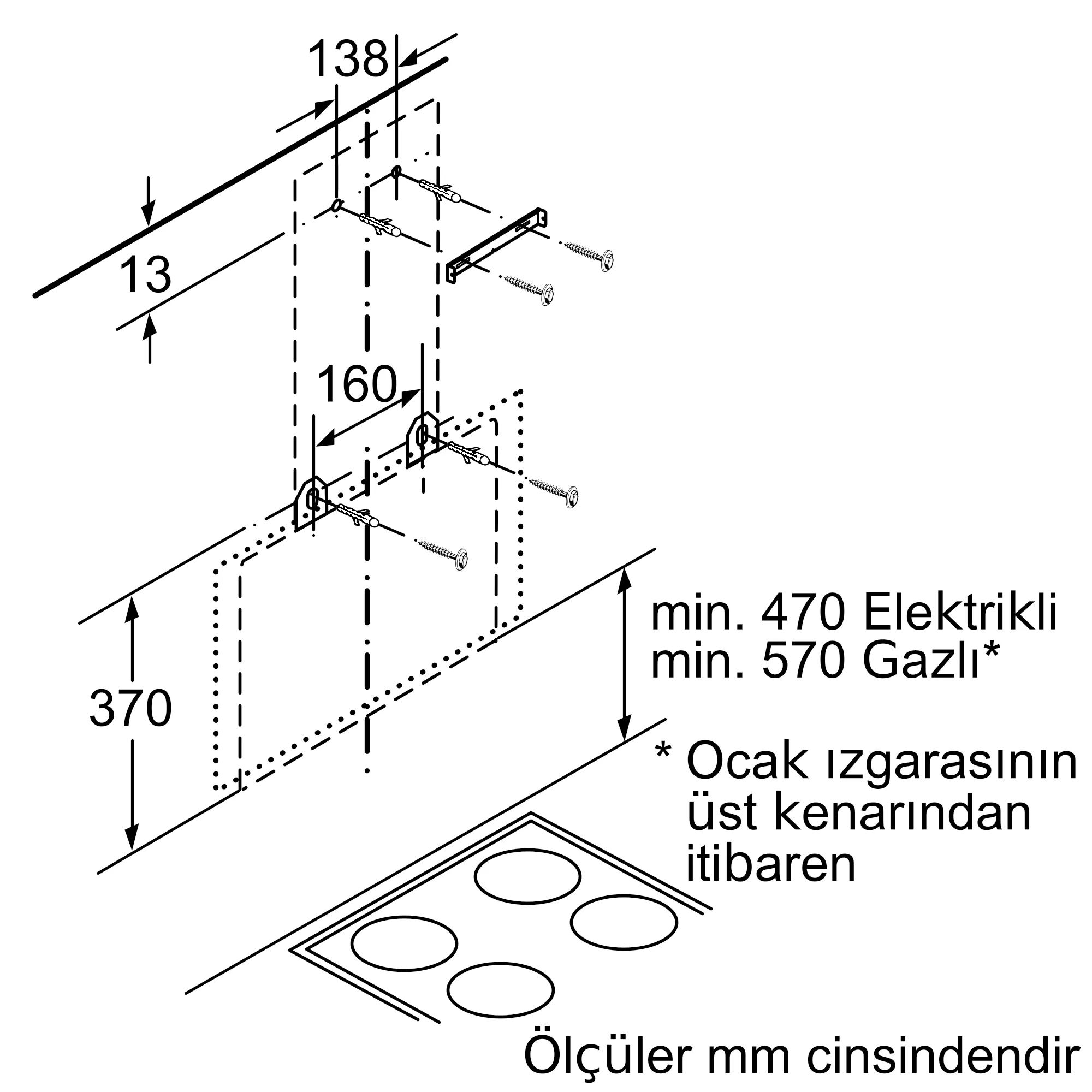 BOSCH DWK65AD60R Serie | 4 Duvar Tipi Davlumbaz60 cm Siyah Cam Yüzey