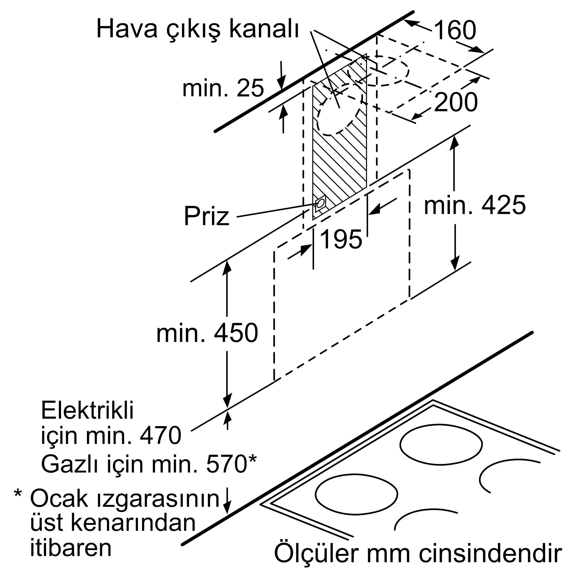 BOSCH DWK65AD60R Serie | 4 Duvar Tipi Davlumbaz60 cm Siyah Cam Yüzey