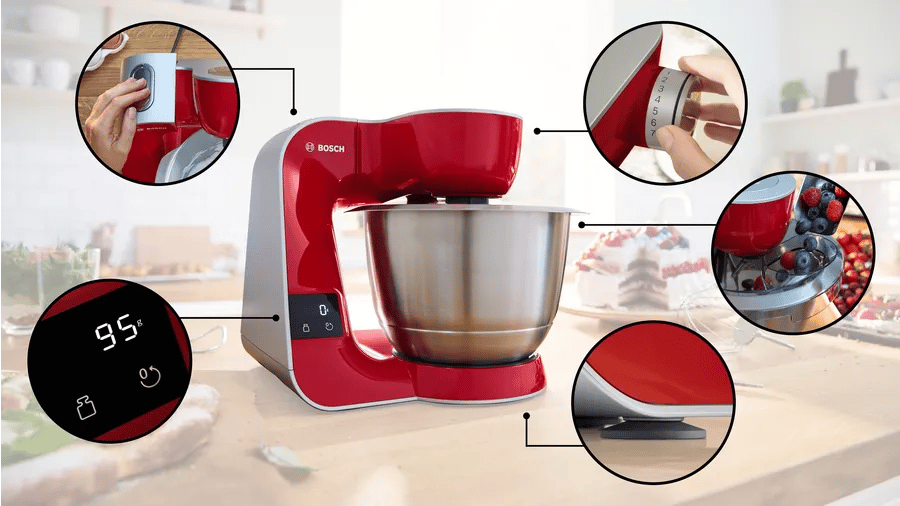 Bosch MUM5X720 Serie 4 Kitchen machine with scale MUM 5 1000 W Kırmızı, Gümüş
