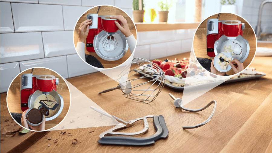 Bosch MUM5X720 Serie 4 Kitchen machine with scale MUM 5 1000 W Kırmızı, Gümüş
