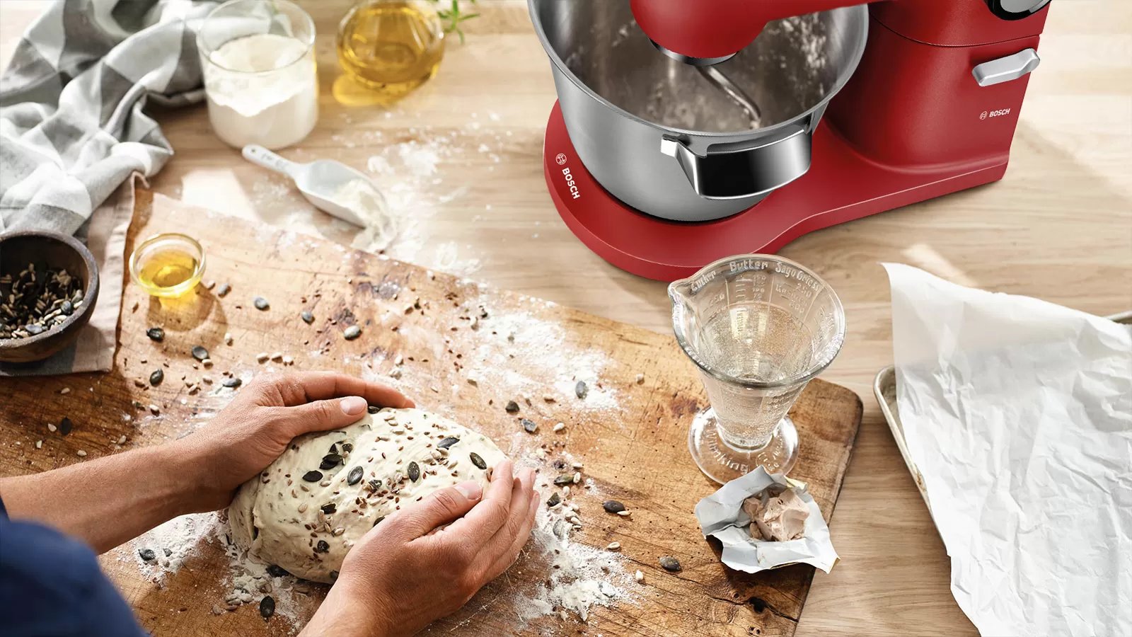 Bosch MUM9A66R00 Mutfak Makinesi OptiMUM 1600 W Kırmızı, Gümüş