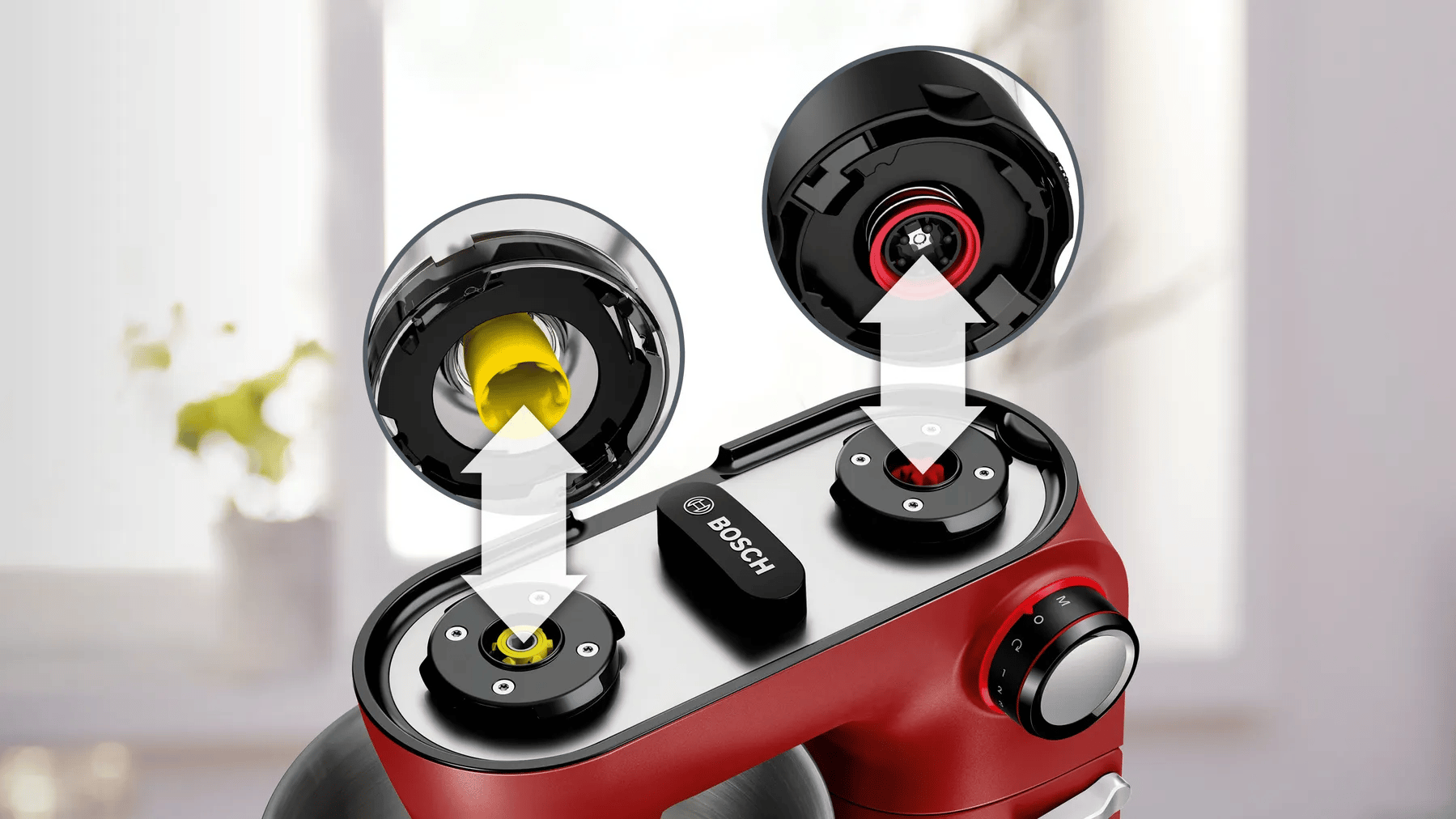 Bosch MUM9A66R00 Mutfak Makinesi OptiMUM 1600 W Kırmızı, Gümüş