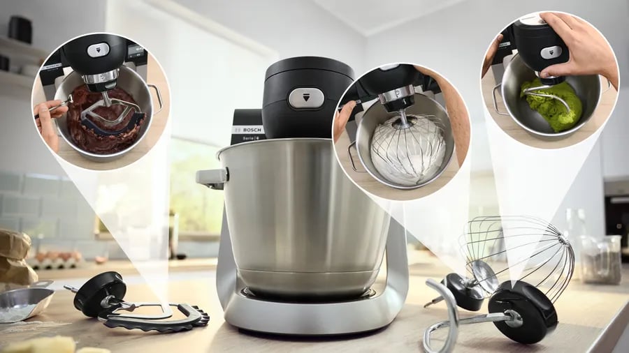 Bosch MUMS6ZS00 Serie 6 Kitchen machine with scale 1600 W Siyah, Fırçalanmış paslanmaz çelik