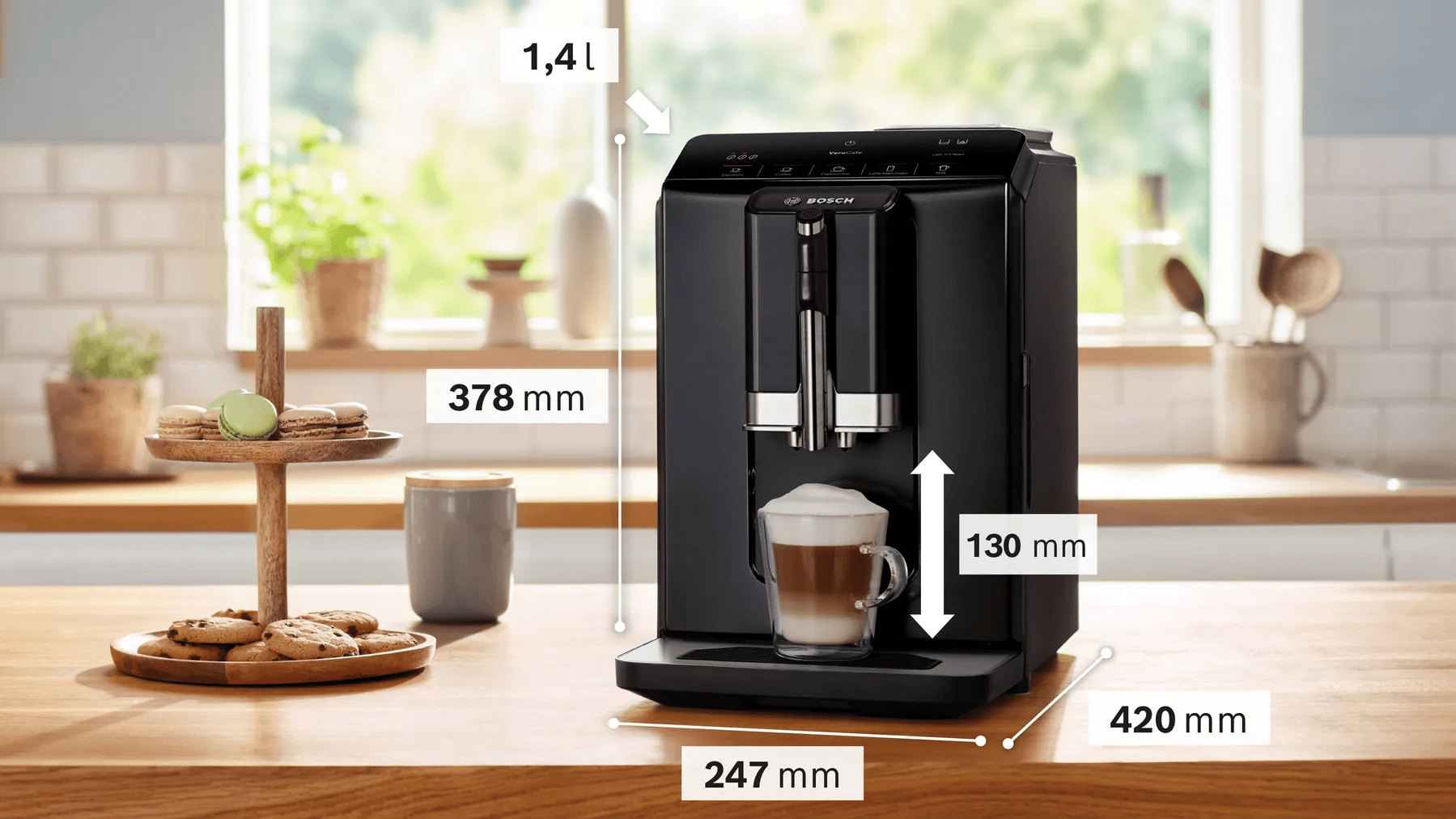 Bosch TIE20119 Serie 2 Tam Otomatik Kahve Makinesi VeroCafe Piyano siyah, Çıkarılabilir su tankıv