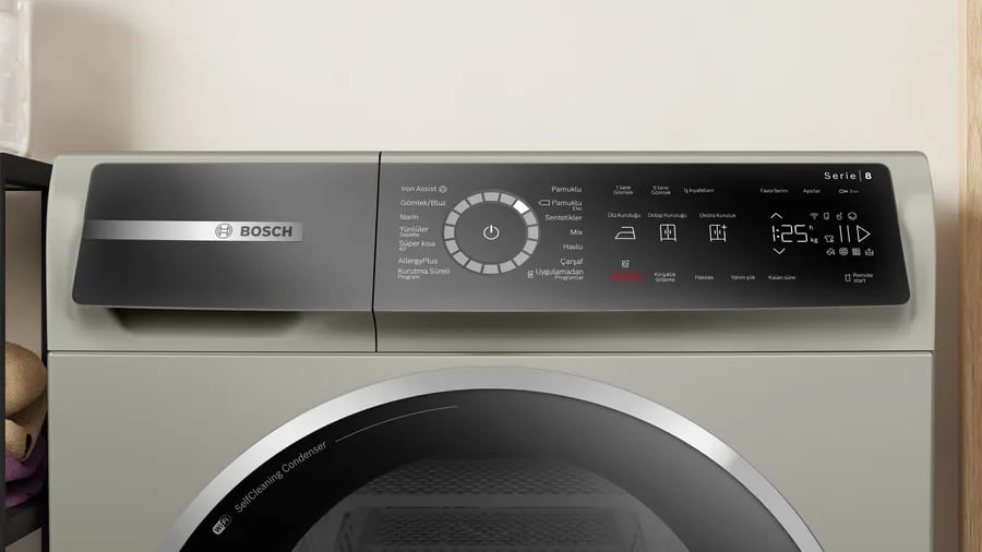 Bosch WQB245AXTR Serie 8 Isı Pompalı Kurutma Makinesi 9 kg Gümüş